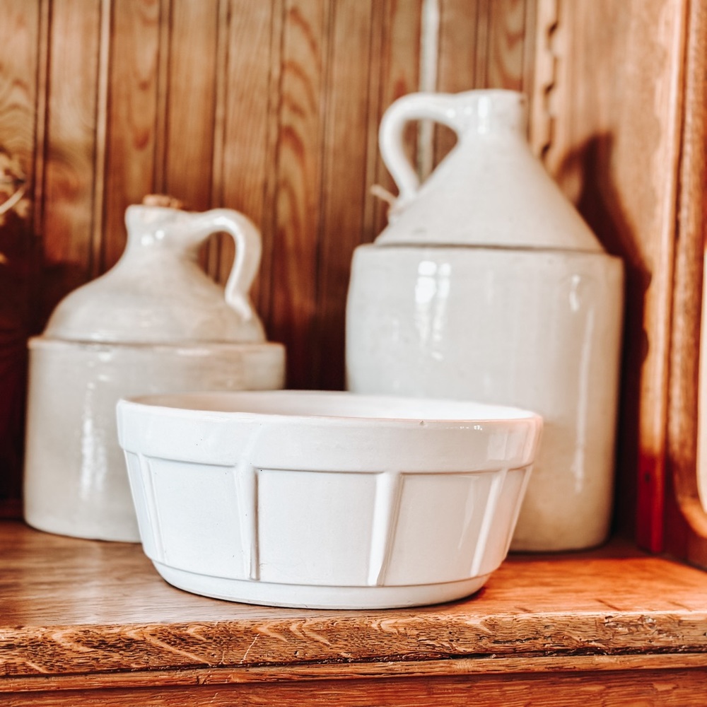 White stoneware bowl.